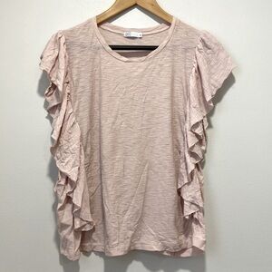M//C Flutter Sleeve Top Blush Pink, Short Sleeve Shirt